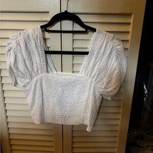 Zara White Textured Blouse